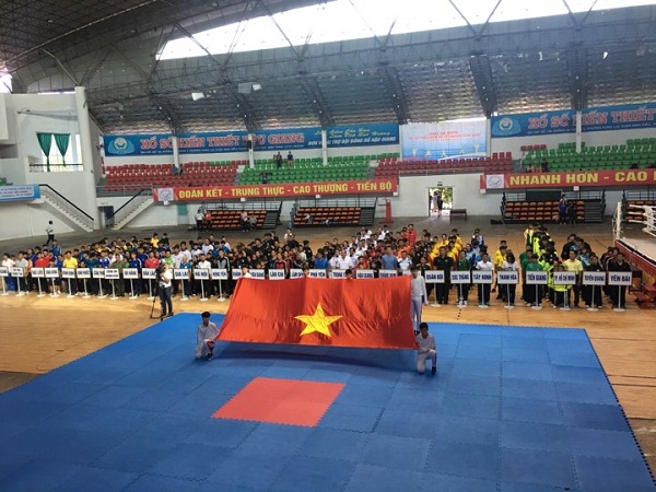 Toàn cảnh nhà thi đấu đa năng Hậu Giang