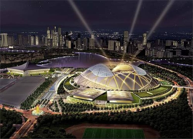 Mặt sân trong nhà Kallang với khán đài