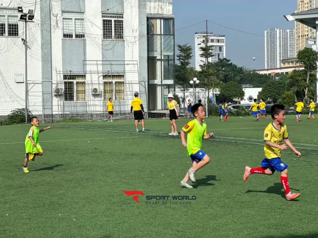 Mặt sân bóng với khung thành
