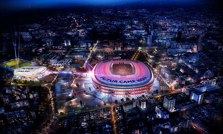 Mặt sân cỏ và vạch kẻ sân Camp Nou