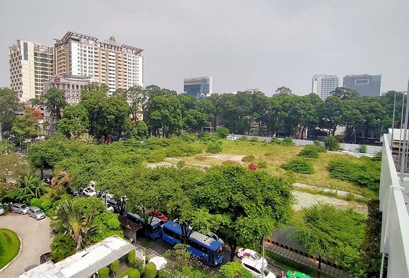 Khu vực thi công nhà thi đấu Phan Đình Phùng
