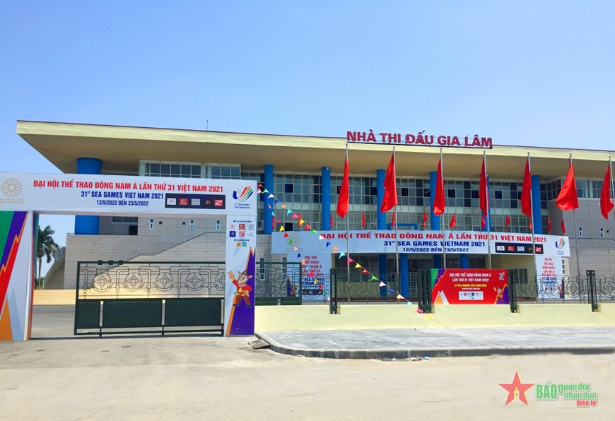 Nhà thi đấu Gia Lâm chuẩn bị cho môn vật